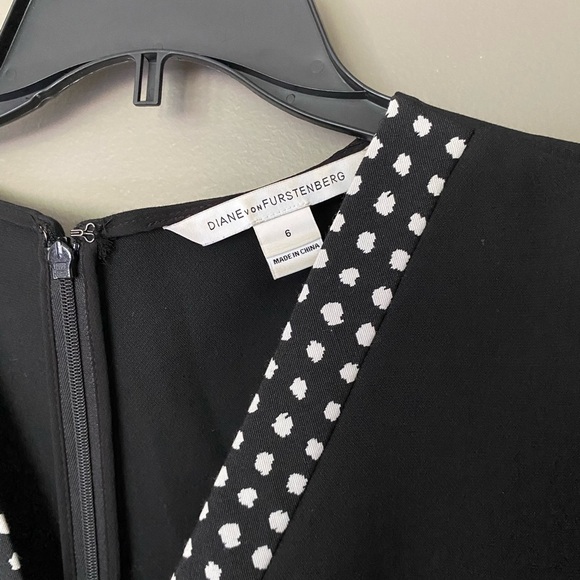 DVF DIANE VAN FURSTENBERG Maisie Black & White Sheath Belted Dress Size 6 - Picture 8 of 10